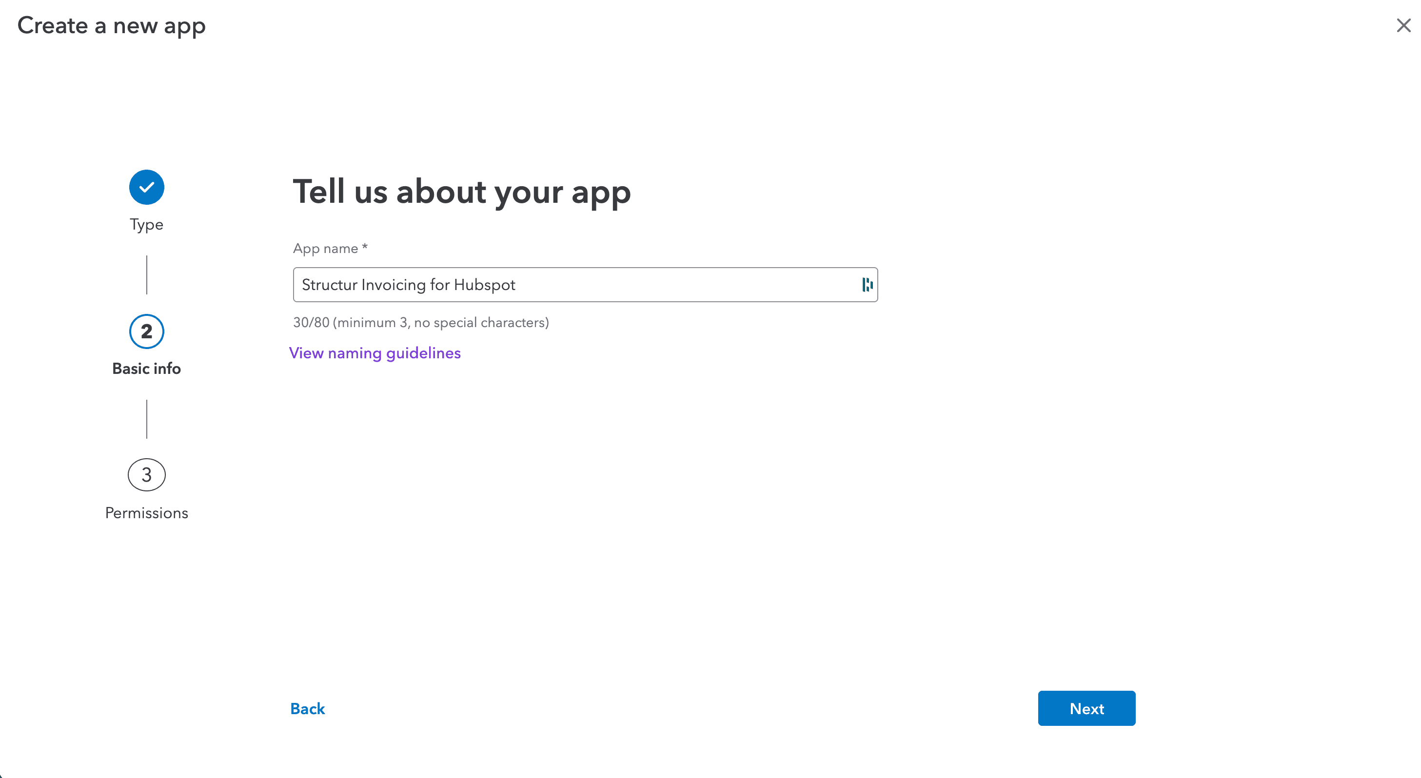 Intuit My Apps page with the "Create an app" tile highlighted